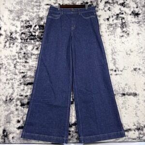 Spanx Wide Leg Raw Indigo Jeans Womens Extra Large Flare Hippie Dark Wash Boho‎